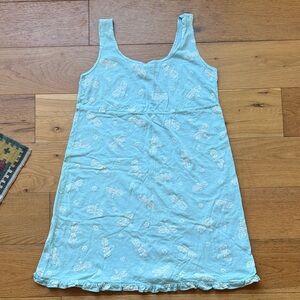 Vintage Light Blue Sundress with White Dragonfly Design